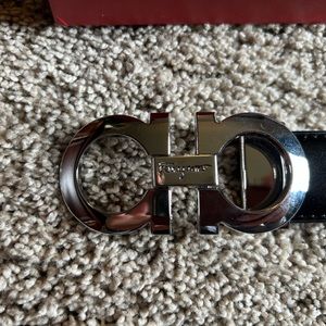 Salvator Ferragamo Reversible Men’s Belt Silver Black Brown Gancini